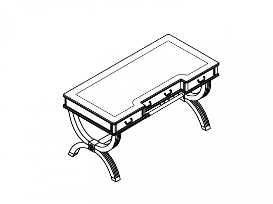 Стол с изогнутыми ногами с 3 ящиками 01136, шпон